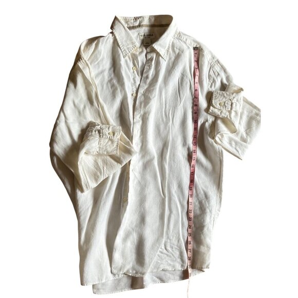 Men's White 100% Linen Button-Up Shirt Unisex Long-Sleeve. Size XL - Picture 11 of 14